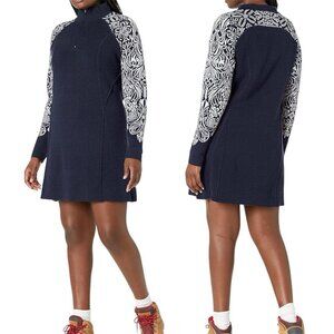 Aventura Tunic Knit Sweater Dress Womens Medium Blue 1/4 Zip